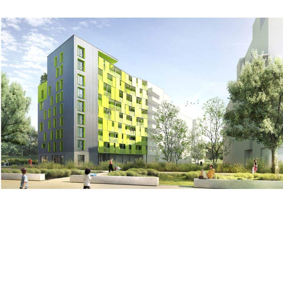 ARCHITECTURE, CHAPUIS-ROYER ARCHITECTES, CRAN GEVRIER, Haute Savoie, logements collectifs, bardage zinc, persiennes colorées