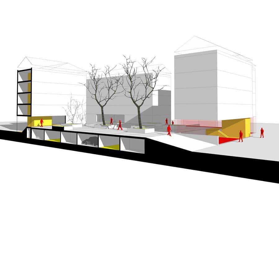 architecte, CHAPUIS ROYER, Grenoble, quartier de l’Abbaye, étude urbaine, logements locatifs, réhabilitation, reconstruction, machefer, enduit à la chaux