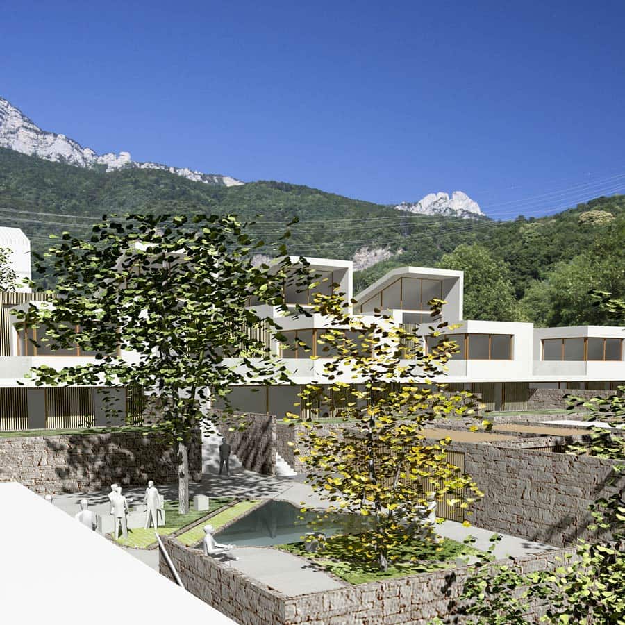 Architecture, CHAPUIS ROYER, Isère, Seyssins, logements intermédiaire, maisons en cascade, duplex, faisabilité, esquisse