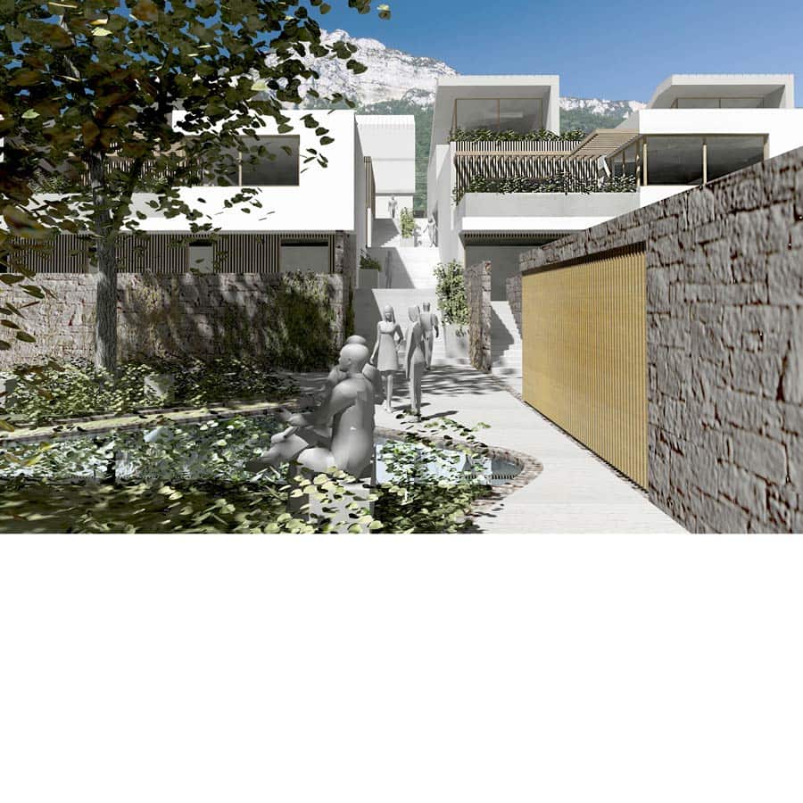 Architecture, CHAPUIS ROYER, Isère, Seyssins, logements intermédiaire, maisons en cascade, duplex, faisabilité, esquisse
