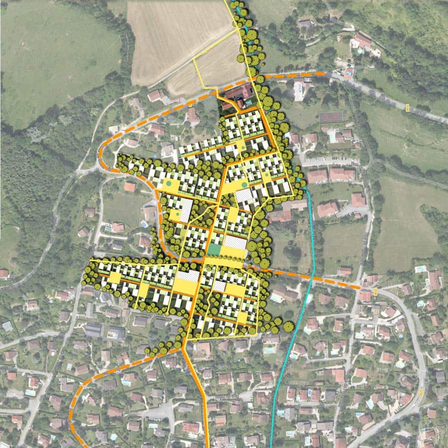 Architecture, CHAPUIS ROYER, Isère, Seyssins, étude urbaine, logements intermédiaire, duplex, faisabilité, esquisse