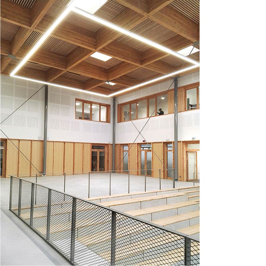 ARCHITECTURE, CHAPUIS ROYER ARCHITECTES, Corenc, Collège Jules Flandrin, réhabilitation, extension, atrium, bois, métal