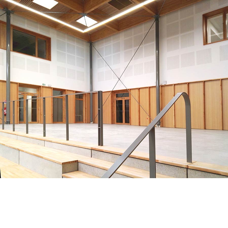 ARCHITECTURE, CHAPUIS ROYER ARCHITECTES, Corenc, Collège Jules Flandrin, réhabilitation, extension, atrium, bois, métal